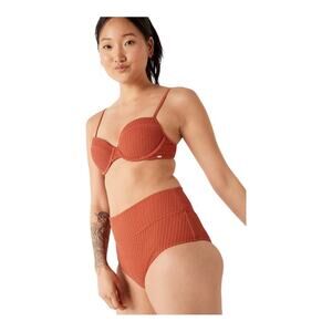 Victoria's Secret Pink Crinkle High-Waist Shortie Bikini Amber Clay Size L